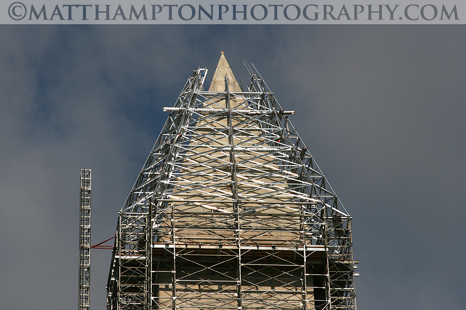 Washington Monument Surrounded by Scaffolding